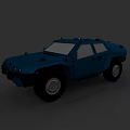 Blue Military Style Off Road Vehicle With Rugged Design And Large Tires