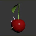 Cute Red Cherries With Green Leaves Cartoon Faces Heart Eyes And Small Flower Mustache