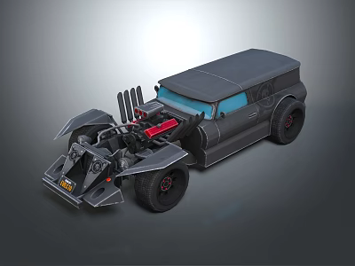 Futuristic Armored Vehicle Design With Exposed Mechanical Parts And Blue Windows 3d model