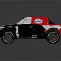 Toyota Off Road Racing Truck With Red Black Silver Exterior And Large Tires