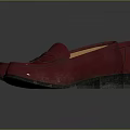 Classic Burgundy Leather Loafers Shoes With Black Soles And Orange Linings
