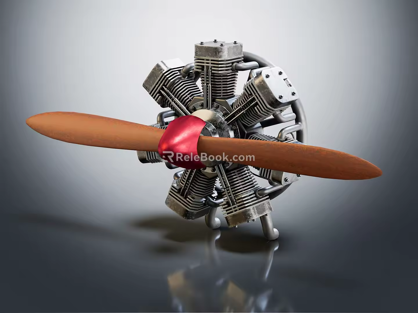 modern engine star engine aircraft engine 3d model