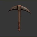 Yang Pickaxe Cross Draft Steel Tools Wood Handle Yang Pickaxe Cartoon Yang Pickaxe Tools Hardware Tools Processing Tools 3d model