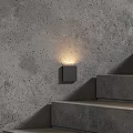 Gray Concrete Wall With Square Wall Lamp And Staircase Design