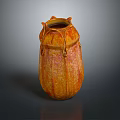Handcrafted Sculpted Pottery Vase With Orange Red Hue And Textured Decorative Surface Design