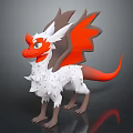 3D Fantasy Dragon Sculpture With Red White Brown Wings And Detailed Design