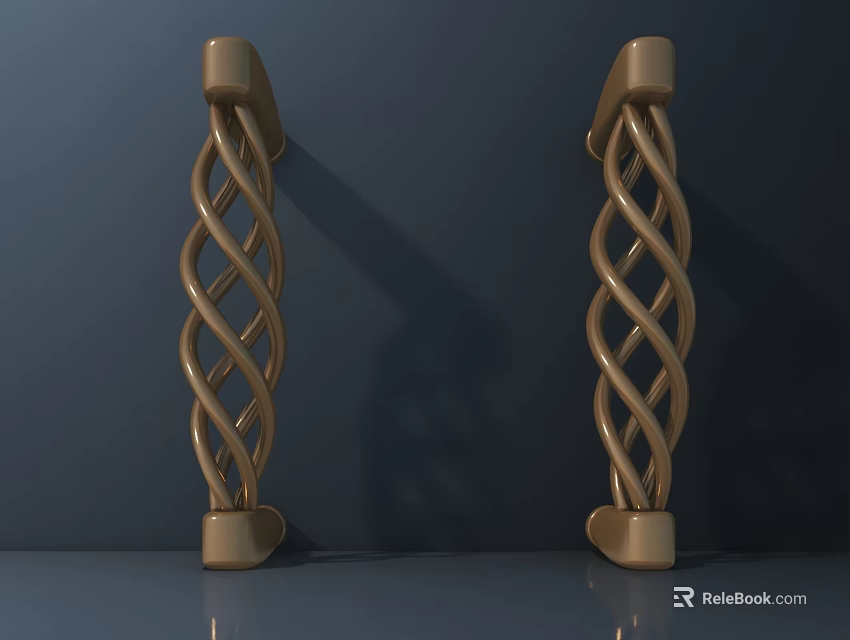 Golden Twisted Design Cabinet Handles Quality Hardware Tools for Furniture 3d model 