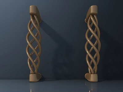 Golden Twisted Design Cabinet Handles Quality Hardware Tools for Furniture 3d model