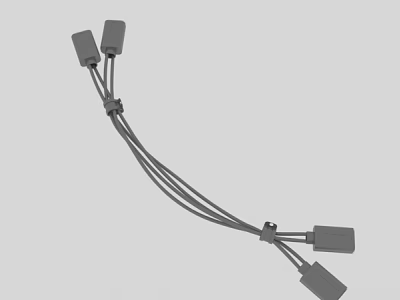 Gray Wire Harness With Multiple Connectors And Interconnected Cable Structure 3d model