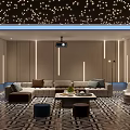 Modern Home Theater Interior With Starry Ceiling And Sofas 3d model