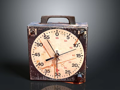 Vintage Mechanical Timer Electrical Appliance With Square Dial Handle And Retro Design 3d model