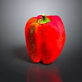 Fresh Red Bell Pepper With Water Droplets On Dark Background Surface Reflection 3d model