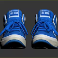 Blue High Top Casual Sneakers Featuring Star Pattern THE DESIGN Label And White Soles