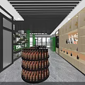 Tsing Brand Modern Mall Store With Beverage Display Shelves And Seating Area