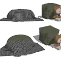 modern sofa stool cushion 3d model