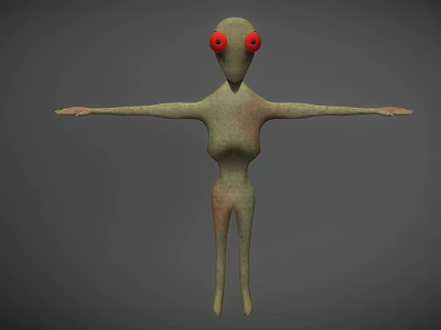 Alien Creature Featuring Red Eyes Outstretched Arms And Green Skin Spots 3d model