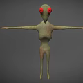 Alien Creature Featuring Red Eyes Outstretched Arms And Green Skin Spots