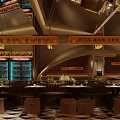 Modern Restaurant Interior With Wine Racks Chandeliers Dining Tables And Warm Lighting