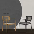 Wabi Sabi Style Dining Chairs With Rattan Backrest Wooden Frame And White Cushion