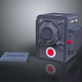 Dell Industrial Computer Workstation Featuring Gray Casing Red Button Circular Lens And Small Square Component
