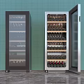 Modern Glass Door Refrigerator Freezer With Stainless Steel Design And Storage Shelves