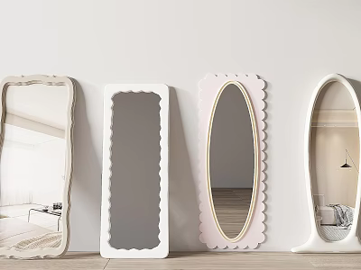 Various Decorative Mirrors With Scalloped Edges And Different Shapes For Home Decor 3d model
