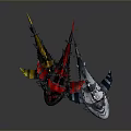 Fantasy Aquatic Animals With Red Black Yellow Fins And Decorative Features