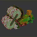 Utility Vehicle With Spiked Wheels Orange Structure And Green Yellow Industrial Components