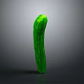 Single Fresh Green Cucumber Standing on Gray Background with Reflection 3d model
