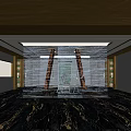 Hotel Lobby Featuring Stunning Waterfall Wall With Wooden Pillars And Luxurious Marble Floor
