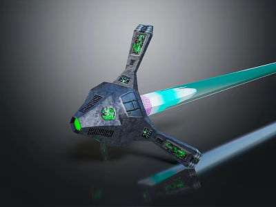 Futuristic Sci Fi Weapon With Metallic Structure Green Glowing Accents Blade And Mechanical Details 3d model