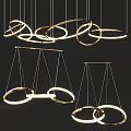 Modern Gold Circular Chandelier Design Featuring Illuminated Rings And Hanging Structure