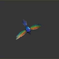 Colorful Bird With Spread Vibrant Rainbow Wings Blue Body And Iridescent Feathers