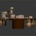 Stylish Tabletop Living Essentials Including Coffee Maker Blender Napkins Cutlery And Teacup On Checkered Tablecloth