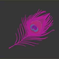Peacock Feather With Vibrant Green Blue Orange Eye Pattern And Golden Quills
