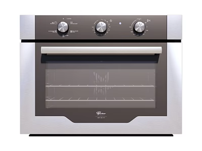 Modern Stainless Steel Kitchen Oven With Control Knobs And Glass Door 3d model