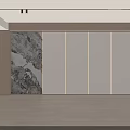 Modern Living Room Interior With Wooden Paneling Marble Wall Art And LED Strip Lights