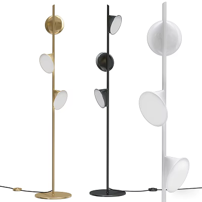 Modern Stylish Floor Lamps Minimalist Design With Gold Black White Circular Shades For Home Decor 3d model