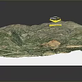 Detailed 3D Terrain Model Featuring Mountainous Area Vegetation Roads And Yellow Arrow Markers