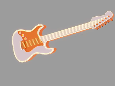 Cartoon Style Orange And White Electric Guitar Photo Spot With White Edges 3d model