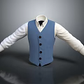 Stylish Blue Vest Paired With White Long Sleeve Shirt For Casual Outfit