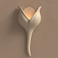Flower Shaped Cream Wall Sconce With Warm Glowing Light On Beige Wall