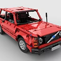 Red Building Block Car With Detailed Exterior And Classic Design