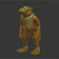 Anthropomorphic Creature Character 3D Model With Large Nose Orange White Body And Blue Eyes Standing