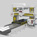 Large Industrial Gantry Milling Machine With White Body Yellow Stripes Worktable And Control Panel