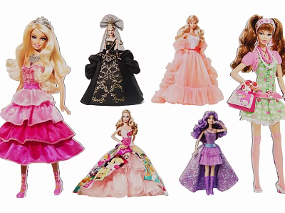 Stylish Barbie Dolls In Various Elegant Trendy And Unique Outfits 3d model