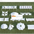 Tensile Membrane Structures with Various Designs and Shapes for Outdoor Grass 3d model