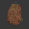 Brown Canvas Backpack with Leather Straps and Multiple Pockets for Everyday Use and Practical Style 3d model