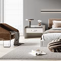 Modern Bedroom Interior Design With Gray Accent Wall Platform Bed Nightstands And Area Rug