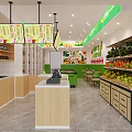 Fresh Fruit Store Green Exterior Featuring Freshly Cut Fruits Refrigerated Case And Displays